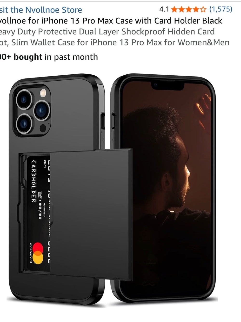 iPhone 13 Pro Max Card Holder Case - Black - new in package